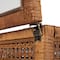 Hello Honey® Dark Brown Modern Decorative Square Woven Rattan & Wood Display Box Set with Glass Top